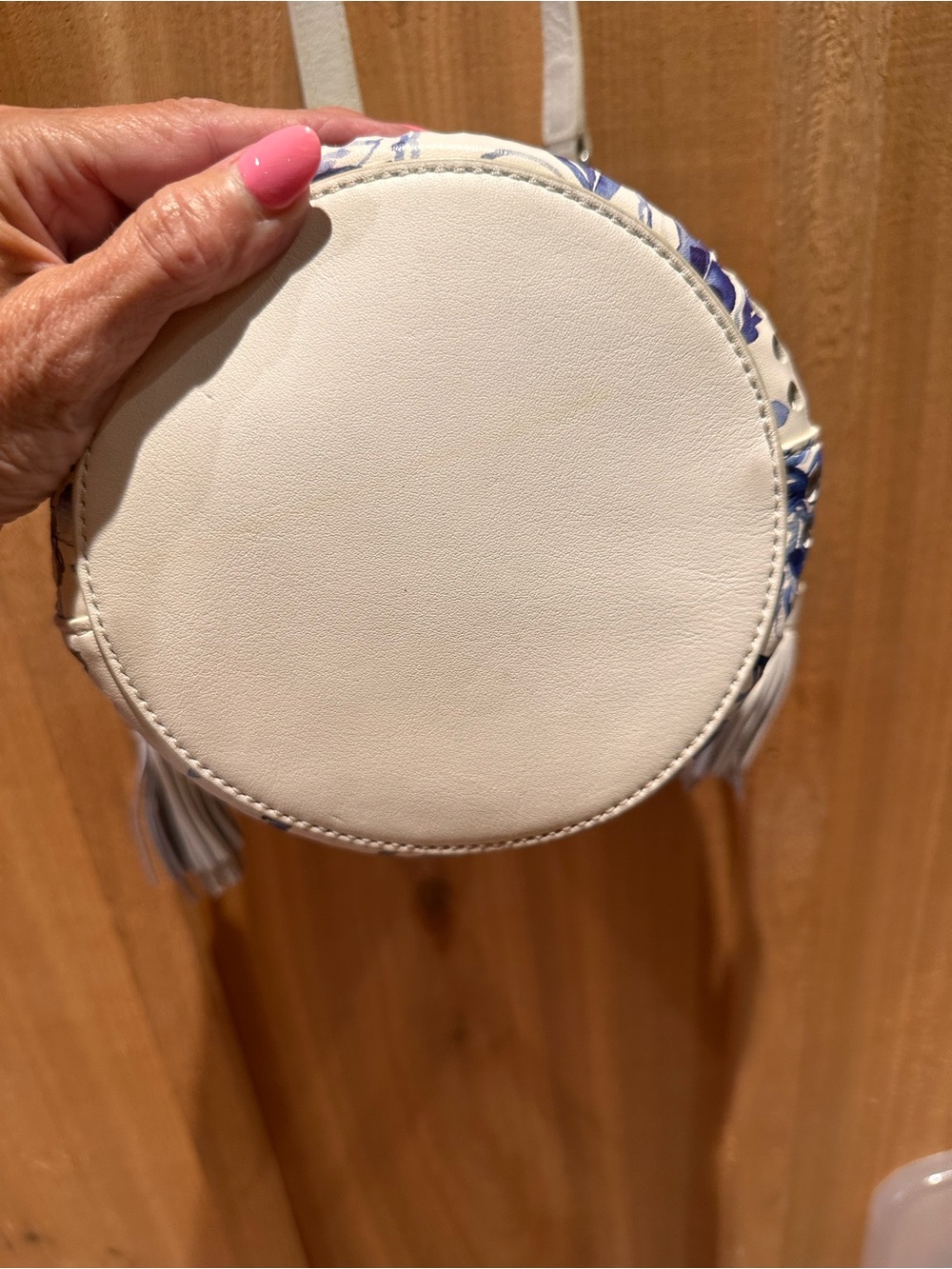 Loeffler Randall Industry White and Blue Drawstring Bucket Bag - Picture 6 of 10